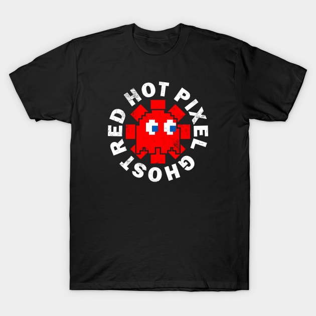 Red Hot Pixel Ghost T-Shirt by inkonfiremx